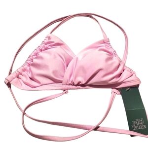 Wild Fable‎ Pink Swim Top Triangle Bikini Top String Tie XS